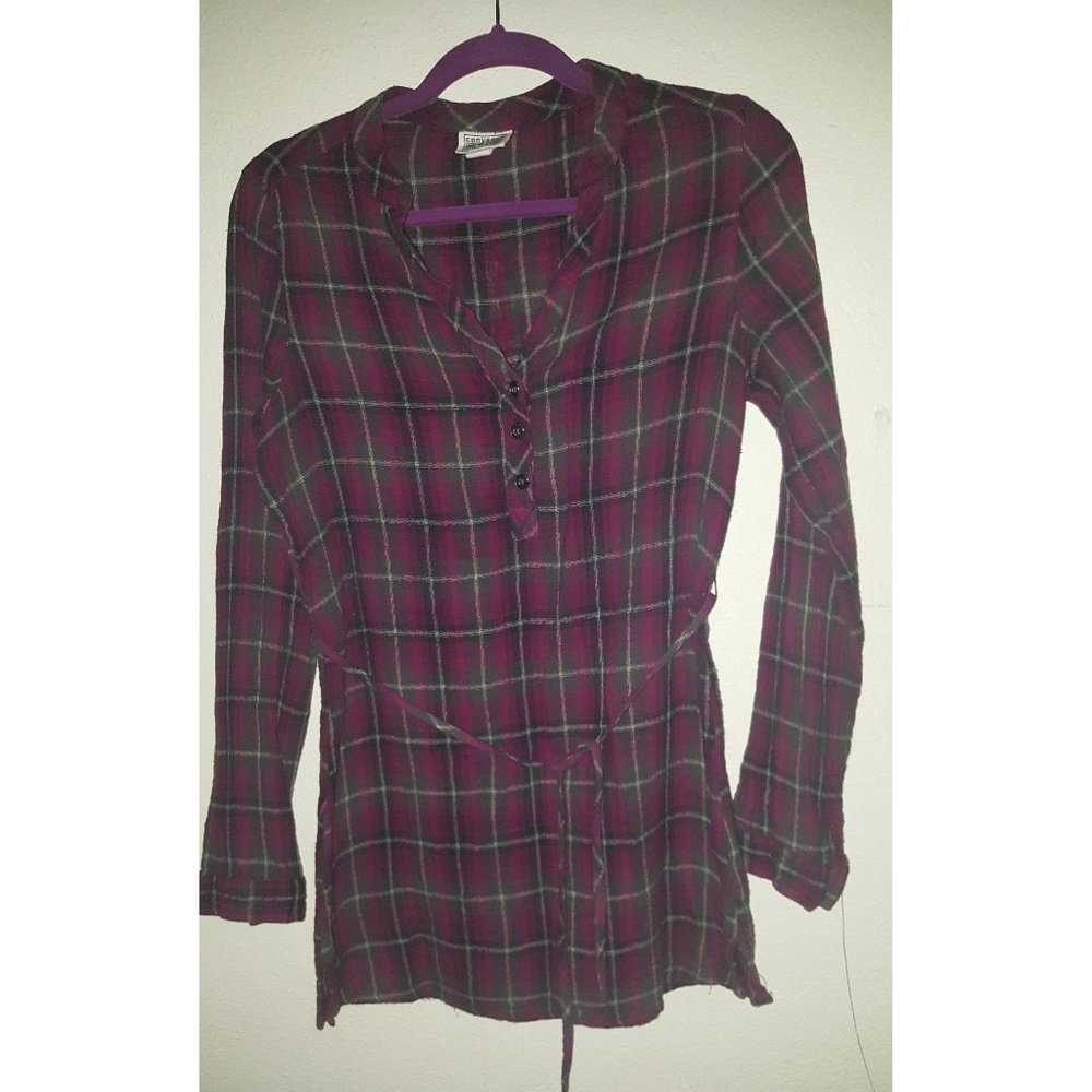 Converse purple and green plaid shirt